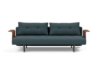 Recast Dark Styletto sovesofa med armlæn i 851 Mahoga Dark Blue, set forfra
