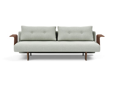 Recast Dark Styletto sovesofa med armlæn i 888 Mozart Slate Brown, set forfra