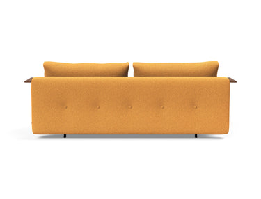 Recast Dark Styletto sovesofa med armlæn i 536 Bouclé Ochre, set bagfra