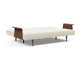 Recast Dark Styletto sovesofa med armlæn i 357 Taura Off White, slået ud til seng