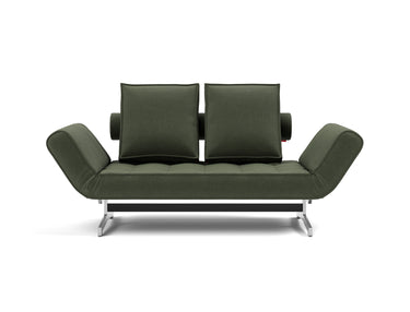 Ghia Chrome daybed i 413 Esina Olive Green, set forfra