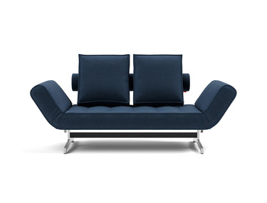 Ghia Chrome daybed i 414 Esina Indigo Blue, set forfra