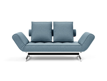 Ghia Chrome daybed i 525 Mixed Dance Light Blue, set forfra
