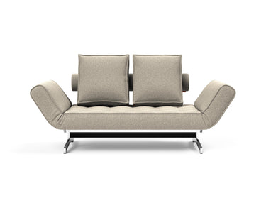 Ghia Chrome daybed i 539 Bouclé Beige, set forfra