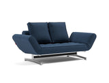 Ghia Chrome daybed i 414 Esina Indigo Blue, set skråt forfra