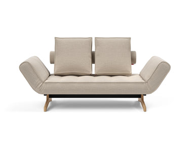 Ghia Wood daybed i 612 Blida Sand Grey, set forfra