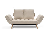 Ghia Wood daybed i 612 Blida Sand Grey, set forfra