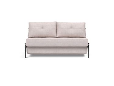 Cubed 140 Chrom sovesofa i 300 Weda Sand, set forfra