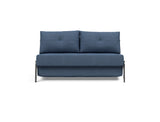 Cubed 140 Chrom sovesofa i 302 Weda Blue, set forfra