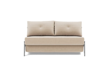 Cubed 140 Chrom sovesofa i 410 Esina Almond, set forfra