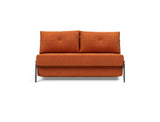 Cubed 140 Chrom sovesofa i 412 Esina Rust Orange, set forfra