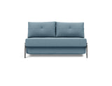 Cubed 140 Chrom sovesofa i 525 Mixed Dance Light Blue, set forfra