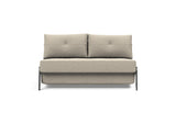 Cubed 140 Chrom sovesofa i 539 Bouclé Beige, set forfra