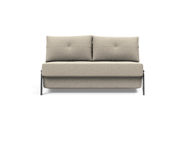 Cubed 140 Chrom sovesofa i 539 Bouclé Beige, set forfra