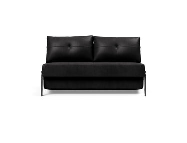 Cubed 140 Chrom sovesofa i 550 Faunal Black, set forfra