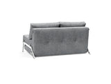Cubed 140 Chrom sovesofa i 565 Twist Granite, set skråt bagfra