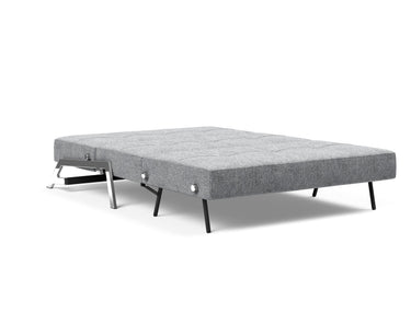 Cubed 140 Chrom sovesofa i 565 Twist Granite, slået ud til seng
