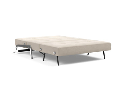 Cubed 140 Chrom sovesofa i 612 Blida Sand Grey, slået ud til seng