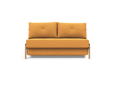 Cubed 140 Wood sovesofa i 536 Bouclé Ochre, set forfra