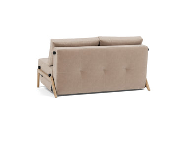 Cubed 140 Wood sovesofa i 417 Esina Mocha, set skråt bagfra