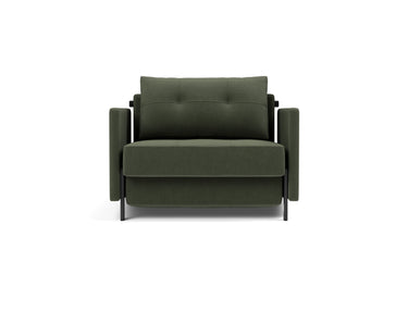 Cubed 90 stol med armlæn i 413 Esina Olive Green, set forfra