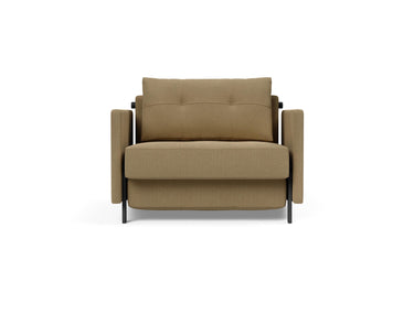 Cubed 90 stol med armlæn i 860 Yogia Olive Brown, set forfra