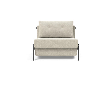 Cubed 90 Chrome stol i 357 Taura Off White, set forfra