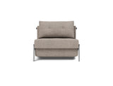 Cubed 90 Chrome stol i 472 Yuveno Warm Grey, set forfra