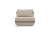 Cubed 90 Chrome stol i 612 Blida Sand Grey, set forfra