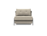 Cubed 90 Alu stol i 539 Bouclé Beige, set forfra