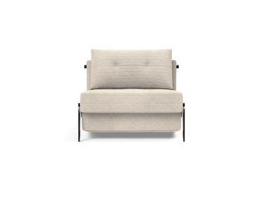 Cubed 90 Alu stol i 594 Corduroy Ivory, set forfra