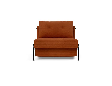 Cubed 90 Alu stol i 595 Corduroy Burnt Orange, set forfra