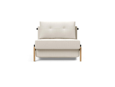 Cubed 90 Wood stol i 531 Bouclé Off White, set forfra