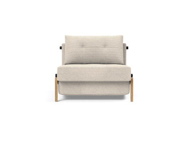 Cubed 90 Wood stol i 594 Corduroy Ivory, set forfra