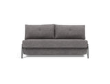 Cubed 160 Chrome sovesofa i 282 Avella Warm Grey, set forfra