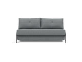 Cubed 160 Chrome sovesofa i 320 Corocco Shadow Grey, set forfra