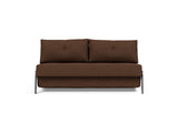 Cubed 160 Chrome sovesofa i 359 Taura Cappuccino, set forfra