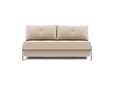 Cubed 160 Chrome sovesofa i 410 Esina Almond, set forfra