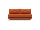 Cubed 160 Chrome sovesofa i 412 Esina Rust Orange, set forfra