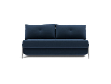 Cubed 160 Chrome sovesofa i 414 Esina Indigo Blue, set forfra