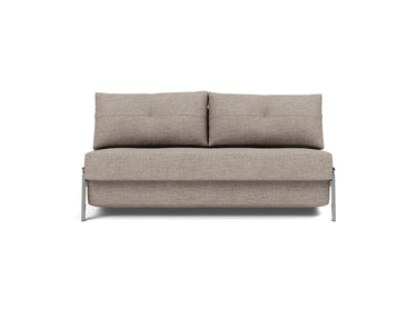 Cubed 160 Chrome sovesofa i 472 Yuveno Warm Grey, set forfra