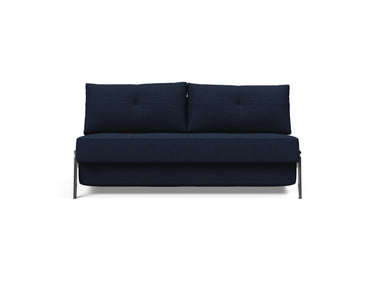 Cubed 160 Chrome sovesofa i 528 Mixed Dance Blue, set forfra