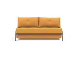 Cubed 160 Chrome sovesofa i 536 Bouclé Ochre, set forfra