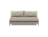 Cubed 160 Chrome sovesofa i 539 Bouclé Beige, set forfra