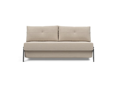 Cubed 160 Chrome sovesofa i 612 Blida Sand Grey, set forfra