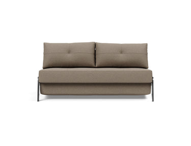 Cubed 160 Chrome sovesofa i 850 Mahoga Caramel, set forfra