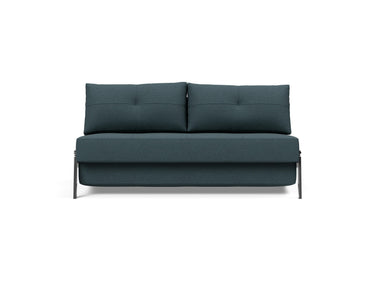 Cubed 160 Chrome sovesofa i 851 Mahoga Dark Blue, set forfra