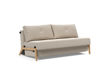 Cubed 160 Wood sovesofa i 612 Blida Sand Grey, set skråt forfra