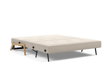 Cubed 160 Wood sovesofa i 612 Blida Sand Grey, slået ud til seng