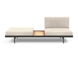 Puri daybed med egetræsbord i 594 Corduroy Ivory, set forfra